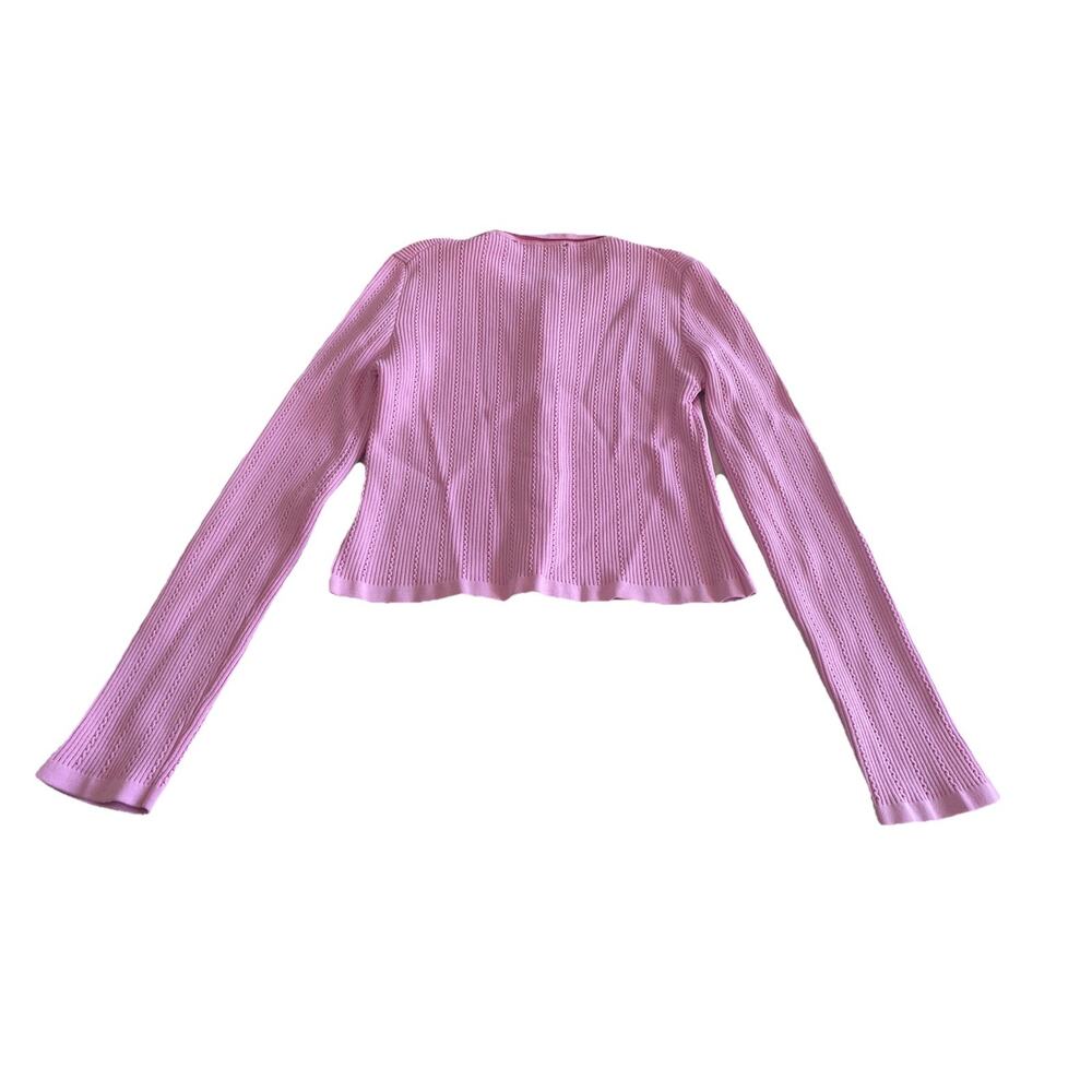 zara pink ribbed cardigan skirt set gold buttons sz L classic DC lady jacket - Picture 5 of 10